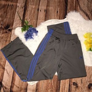 Adidas gray and blue track athletic pants